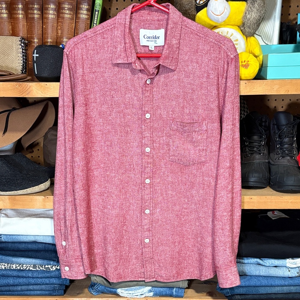 Corridor NYC Linen Blend Button-Up Shirt – Made in New York (Size L)